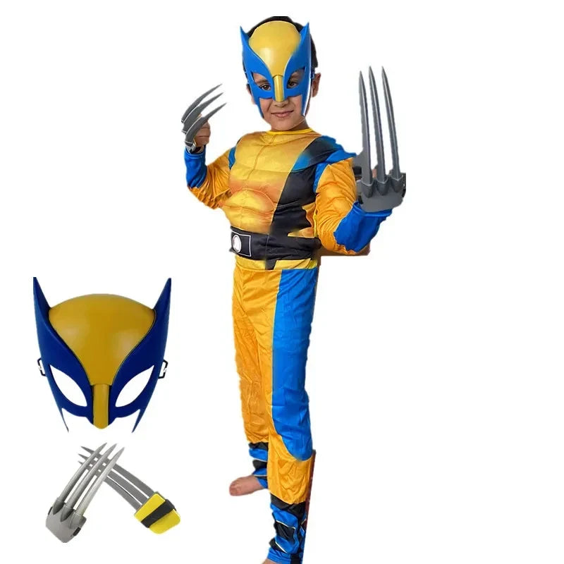 Kids Wolverine Costume Jumpsuit with Mask – Deluxe Superhero Outfit