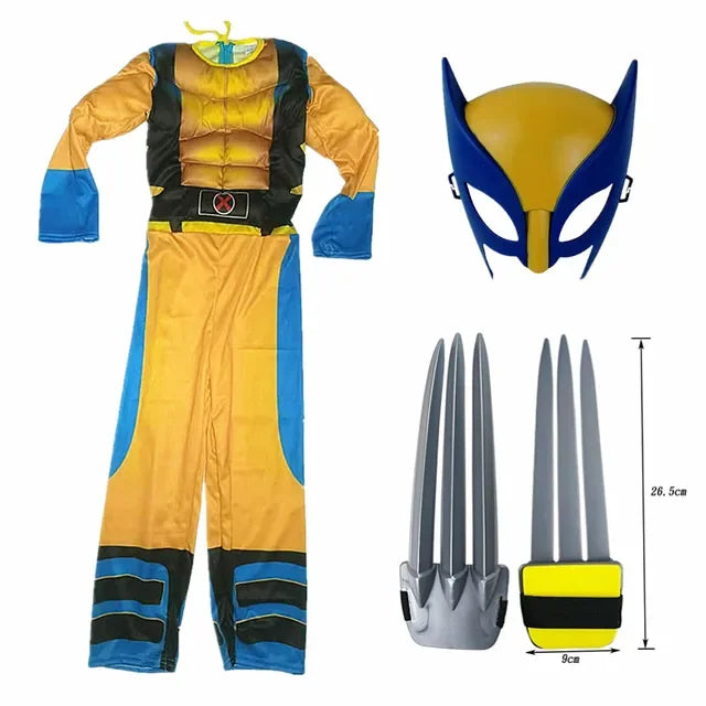 Kids Wolverine Costume Jumpsuit with Mask – Deluxe Superhero Outfit