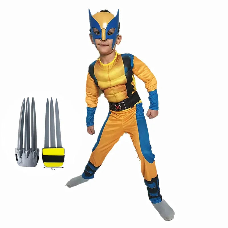 Kids Wolverine Costume Jumpsuit with Mask – Deluxe Superhero Outfit